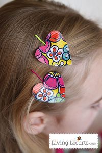 Duct Tape Heart Hair Clip Tutorial. Perfect party craft activity for girls! LivingLocurto.com