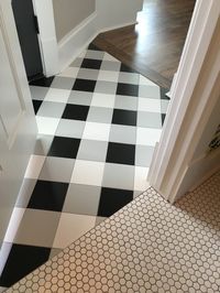 Buffalo Check Tile Flooring | Buffalo check tile flooring - created using standard black, white, and gray tiles