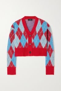 Though the argyle knit may be associated with centuries of tradition, the relaxed shape of Alanui's cardigan makes it feel completely contemporary. Spun from soft alpaca-blend, this style has dropped shoulders and contrasting red trims. Wear yours with leather pants or high-waisted jeans.