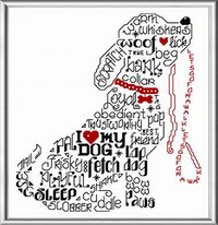 Lets Bark - cross stitch pattern designed by Ursula Michael. Category: Words.