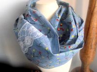 Floral Denim Lace Infinity Scarf | Winter Clothing Accessories #floralscarfideas #denimscarf #clothingaccessories #infinityscarfideas #tubescarf #fashionaccessories #pinterestscarfideas