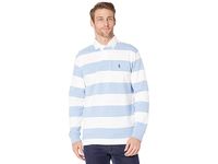 Polo Ralph Lauren The Iconic Rugby Shirt - Men's Clothing : Chambray Blue/Classic Oxford White : Let the Polo Ralph Lauren Rugby Polo form the basis of both your smart and off-duty ensembles. Classic-fit polo is crafted from a soft, lightweight jersey with bold yarn-dyed stripes throughout for a weekend-ready look. Ribbed fold-over collar. Long sleeves with rib trim. Two-button placket. Pony player embroidery at left chest. Straight hem with side vents. 100% cotton. Machine wash, tumble dry. Imp
