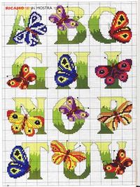 Arte by Cachopa - Ponto Cruz I: Monogramas com borboletas