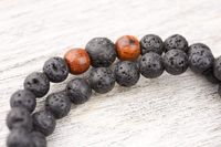 Double Wrap Lava Rock and Thai Wood Beads Mala Bracelet - DharmaShop