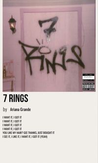 minimal poster of the song 7 rings by ariana grande