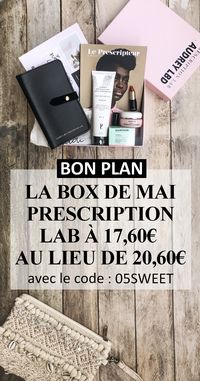 Découverte de la box beauté Prescription Lab du mois de mai avec une belle promo : 3€ offerts sur la box (sans engagement) avec le code 05SWEET >>> cliquer sur le lien. La box de mai, en collaboration avec Audrey Lombard contient : - Le Travel Organizer - Le sorbet ensoleillant Eau de Cactus + Perles - La crème yeux anti-poches - Darphin - L’Absolu Rouge ou le mascara Mr Big - Lancôme - Le prescripteur #beauté #maquillage #makeup #promo #bonplan #prescriptionlab #box #mensuelle #mai
