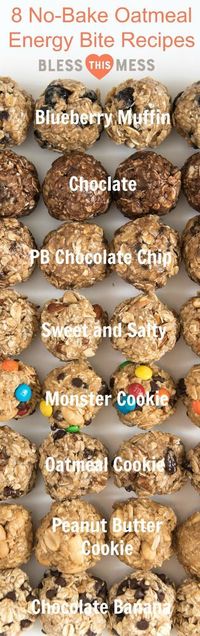 Your snack game will never be the same once you try these no-bake oatmeal energy balls. Includes eight flavor options, as well as tips for making your own.