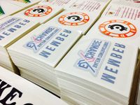 A few stacks of clear stickers featuring face and back adhesive, which is the closer of the two. Great for slapping on the inside of windows.