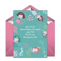 Mermaids: Think summery thoughts with this beautiful mermaid-inspired baby shower invitation inspired by our friends at Boppy®️!