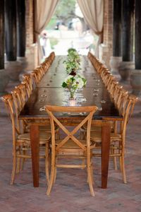 Love the bare wooden table + chairs. Photo by halforangephotography.com