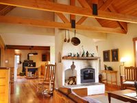 The masonry heater in the living room.