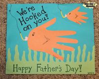 We're hooked on you! DIY Hand print fish Father's Day card