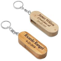 Personalization: Free 3 lines up to 20 characters per line Two different wood material to choose from (Male and Bamboo) - 32GB CAPACITY - ECOLOGICAL INFO: BAMBOO IS A CERTIFIED RENEWABLE RESOURCE - BAMBOO CASING IS HELD TOGETHER WITH 2 MAGNETS (ONE ON EITHER SIDE OF THE USB) - 3/8" THICK - OVERALL SIZE: 1 1/8" X 2 3/8" - USB INTERFACE IS COMPATIBLE WITH BOTH THE 1.1 OR 2.0 INTERFACE VERSIONS - SPLIT KEY RING IS APPROXIMATELY 3/4" IN DIAMETER