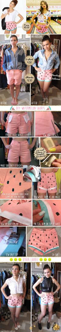 Bargain Beautiful - DIY watermelon shorts! Fun for summer :)
