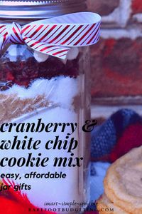 Cookie Mix in a Jar is a DIY gift that is perfect for everyone on your list! Premeasured dry ingredients make it easy for the recipient to simply add wet ingredients and have delicious Cranberry and White Chocolate Chip Cookies in minutes! This is so easy and affordable, can you say budget friendly