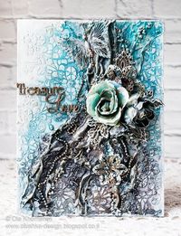 Home decor - Mixed media collage on canvas - Blue Gray