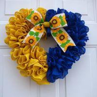 Ukraine Flag, Ukrainian Flag Wreath, Support Ukraine, Yellow and Blue Wreath, Ukraine Heart, Stand with Ukraine, Sunflower Ukraine by OneofaKindWreath on Etsy