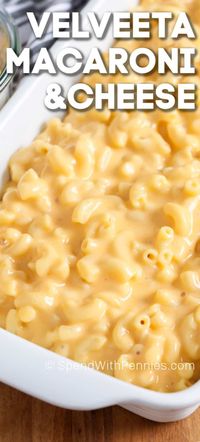 This Velveeta mac and cheese is an easy homemade recipe. Macaroni is stirred into this creamy velveeta sauce and topped with a breadcrumb topping and baked until bubbly & delicious! #spendwithpennies #velveetamacandcheese #homemade #casserole #pasta #macandcheese #macaroniandcheese