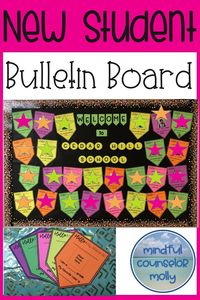 Being a new student can be exciting, yet overwhelming and scary! Counselors, use this bulletin board as a way to highlight your new students at the beginning of the school year. This is a wonderful way to welcome new students and their families to the school community. #schoolcounseling #groupcounseling