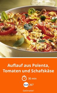 Gesunder Mittelmeergenuss: Auflauf aus Polenta, Tomaten und Schafskäse - kalorienarm - einfaches Gericht - So gesund ist das Rezept: 8,5/10 | Eine Rezeptidee von EAT SMARTER | Vegetarisches Abendessen, Vegetarische Hauptgerichte, Vollwert, Auflauf, Gemüseauflauf, Vegetarische Aufläufe, Gratin, Ofengerichte, Mediterran, Essen im Büro, Mittagessen fürs Büro, Buffet, Kochen für Berufstätige, Einfache, Familienessen, Ferienküche, Gartenparty, Gemüse, Getreide #fruchtgemüse #gesunderezepte