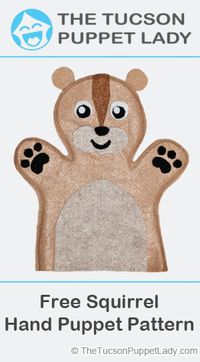 Free pdf pattern to make a cute squirrel (or chipmunk) felt hand puppet. For a sewing pattern to make a squirrel puppet with a moving mouth visit our online store. Check out all of our other animal hand puppet sewing patterns. We also have person/people sewing patterns too!