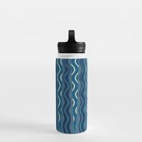Cobalt Blue Swirly Wave Water Bottle