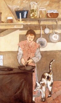 József Rippl-Rónai (Hungarian, 1861-1927). Young Woman in the Kitchen with a Cat.