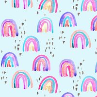 Watercolor Rainbow Fabric Rainbows In The Sky By Erinanne (affiliate link)