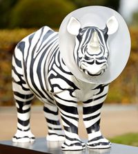 A rhino painted by sculptor Mauro Perruchetti on display at 'The Tusk Rhino Trail' celebration event at Kensington Palace on September 10 2018 in...