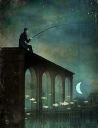 He caught the moon on a silver string