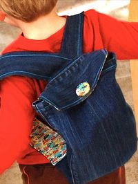 Do you have clothes in your closet that you no longer wear? Using the legs of a pair of jeans, calico from a cotton shirt and a stray button, you can make this little backpack in about the time it takes for your toddler to nap. Check out the blog at weallsew.com for a step-by-step tutorial.