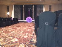 Bling Wedding #reception #wedding #purple #silver #black #glasschargerplate #headtable #backdrop #caketable #lethbridgeeventrentals #lethbridgeevents #catering #decor