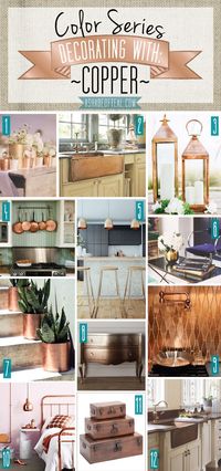 Color Series; Decorating with Copper. Copper, brass, metal home decor. | A Shade Of Teal