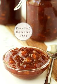 This Caramelized Banana Jam is amazingly delicious on yogurt, toast, biscuits, pancakes, ice cream... and another way to use ripe bananas!