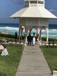 Say I do with a perfect view of the of the sea at Paradisus Cancun #ParadisusCancun #destinationweddingideas #mexicowedding