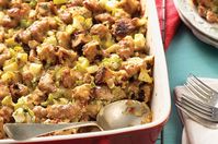 Sausage and Apple Stuffing | King Arthur Flour: A rich and hearty stuffing for the holidays.