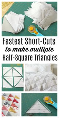 Short-cuts for making and squaring-up multiple Half Square Triangle Quilt Blocks at once. Video tips and time-saving tutorial.