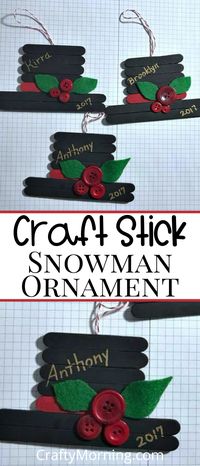 Popsicle Stick Snowman Hat Craft- cutest christmas craft for kids to make! Easy snowman hat art project to make.