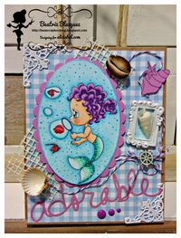 beascrapbooking: BOLSA PAPEL CRAFT DECORADA CON SELLO SIRENITA POMPAS DE ALICIA BEL