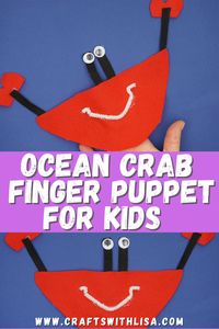 You only need a few materials to make your own ocean crab finger puppet from felt. It is both fun and easy to make.