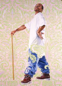 "Portrait of Andreis Stilte II" by Kehinde Wiley. 2006 oil and enamel on canvas. In the collection of The Columbus (OH) Museum of Art.