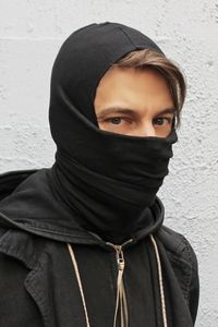 Combination ninja-inspired hood and face covering. 100% Combed Cotton Inside panel attaches to other side with secure velcro Bridge of nose contains a moldable wire Wraps around the head and tucks under. Ethically handcrafted from high quality materials Designed by Threadriot Made in Small Batches by Five and Diamond *Please note - these masks were not designed or intended to mitigate, prevent, treat, diagnose or cure any disease or health condition.