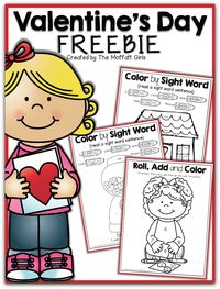 FREE Valentine's Day Mini Packet! - 2 Color by sight word pages and a Roll, Read and Color page!