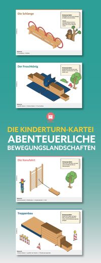 Die abenteuerliche #Bewegungslandschaften für den #Sportunterricht und das #Vereinsturnen (Kinderturnen) bringen deine Kinder mithilfe der #Stationskarten in Dschungel, Zoo, ins Märchenland, zu den Indianern oder auf eine Kletterbaustelle. Mit diesem Material verwandelst du die Turnstunde in eine themenbezogenen Abenteuerlandschaft. Es erwarten dich fünf Themenwelten. #kinderturnen #grundschule #abenteuerturnen #aufbauideen #turnstationen #erzieherin #kinderlieder #sportunterricht #turnstunde