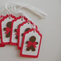 Gingerbread Boy Gift Tags - Red, White and Brown on Etsy, $2.50