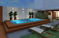 Resultado de imagem para area de lazer com churrasqueira e piscina de fibra