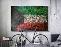 Hand painted Flag o Kuwait. Patriotic Art. Textured, colourful unique Art.