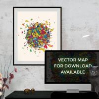 Tirana Albania colorful confetti map poster