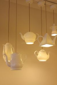 teapot lamp: beige and white porcelain lighting design | lighting . Beleuchtung . luminaires | Design: Inhabitat Blog |