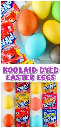 Dying easter eggs with kool-aid. Smell scented fun bright colors! easter craft for kids to make. dyeing easter eggs unique fun idea cheap.